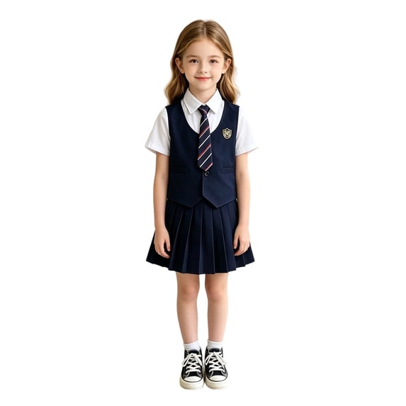 XAOFW Back To School Outfits For Girls Short Sleeve Layered Shirt Skirts Kids Summer Fall Comfortable Clothes Sets