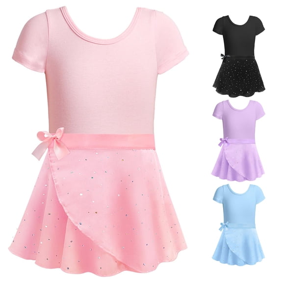 XAOFW Ballet Leotards For Girls With Removable Skirt Combo Tie Ruffle Sleeve Ballet Dance Dress Outfit 2 12 Years11111 Versatile Sundress 2-3 Years