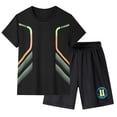 thumbnail image 1 of XAOFW Boy's Outfit Sets Short Sleeve Crewneck Fashion Print T Shirts And Shorts Kids Two Piece Summer Sportwear Outfits Holiday Vacation Soft Breathable Toddler Clothes Sets, 1 of 5