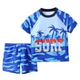 thumbnail image 1 of XAOFW Boy's Sporty Swimsuits Sets Two Piece Swimwear Short Sleeve Tropical Print Rash Guard Swim Trunks Beach Pool Party Versatile Swim Wear, 1 of 9