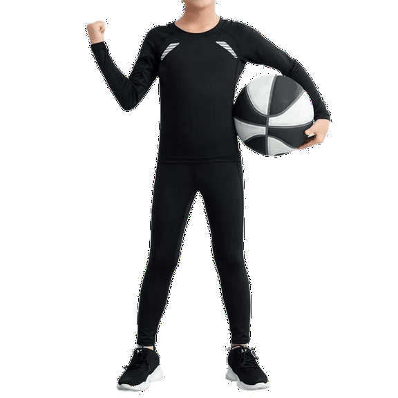 XAOFW Boys Athletic Compression Shirt And Shorts Workout Training Gear For Youth Sports Performance Activewear