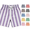thumbnail image 1 of XAOFW Boys Athletic Shorts Casual Sportswear Lightweight Summer Striped Shorts Trendy Bottoms 9-10 Years, 1 of 4