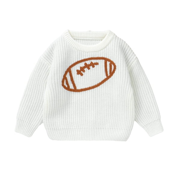 XAOFW Boys Autumn Winter Knitted Sweater Cute Rugby Style Embroidered Pullover Top Warm Soft Comfortable Cozy Casual Wear Kids