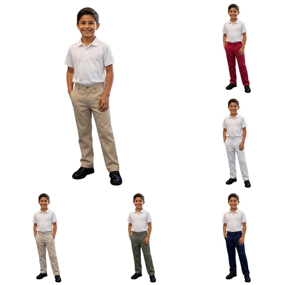 XAOFW Boys Girls Back To School Pants Solid Color Slim Fit Straight Leg Formal Trousers Kids Elastic Waist Dress Pants Stylish Bottom 14-15 Years