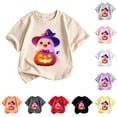 thumbnail image 1 of XAOFW Boys Girls Halloween Shirt Short Sleeve Crewneck Pumpkin Ghost Graphic Tees Toddler Kids Autumn Loose Fit T Shirts 2-3 Years, 1 of 3