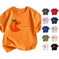 thumbnail image 1 of XAOFW Boys Girls Halloween Shirt Short Sleeve Crewneck Pumpkin Graphic Tees Toddler Kids Autumn Loose Fit T Shirts 8-9 Years, 1 of 3