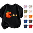thumbnail image 1 of XAOFW Boys Girls Halloween Shirt Short Sleeve Crewneck Pumpkin Graphic Tees Toddler Kids Autumn Loose Fit T Shirts 8-9 Years, 1 of 3