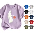 thumbnail image 1 of XAOFW Boys Girls Halloween Shirt Short Sleeve Round Neck Ghost Graphic Tees Toddler Kids Autumn Relaxed Fit T Shirts 8-9 Years, 1 of 3