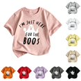 thumbnail image 1 of XAOFW Boys Girls Halloween Shirt Short Sleeve Round Neck Ghost Letter Graphic Tees Toddler Kids Autumn Loose Fit T Shirts 12-13 Years, 1 of 3