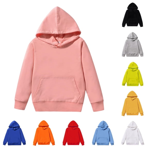XAOFW Boys Girls Hoodies Long Sleeve Solid Color Hooded Sweatshirts Toddler Kids Casual Pullovers Hoodies With Pocket Stylish Tops 5-6 Years