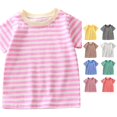 thumbnail image 1 of XAOFW Boys Girls T Shirts Short Sleeve Crewneck Striped Tees Toddler Kids Summer Comfortable T-Shirts 3-4 Years, 1 of 7
