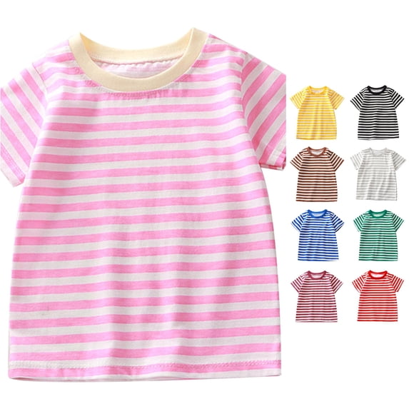XAOFW Boys Girls T Shirts Short Sleeve Crewneck Striped Tees Toddler Kids Summer Comfortable T-Shirts 3-4 Years