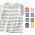 thumbnail image 1 of XAOFW Boys Girls T Shirts Short Sleeve Crewneck Striped Tees Toddler Kids Summer Comfortable T-Shirts 3-4 Years, 1 of 7