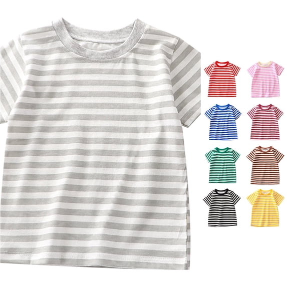 XAOFW Boys Girls T Shirts Short Sleeve Crewneck Striped Tees Toddler Kids Summer Comfortable T-Shirts 3-4 Years