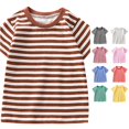 thumbnail image 1 of XAOFW Boys Girls T Shirts Short Sleeve Crewneck Striped Tees Toddler Kids Summer Comfortable T-Shirts 3-4 Years, 1 of 7