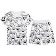 thumbnail image 1 of XAOFW Boys Halloween Pajamas Ghost Prints Short Sleeve Button Down Tops Shorts Toddler Kids Fall Winter Soft Sleepwear 3-4 Years, 1 of 3