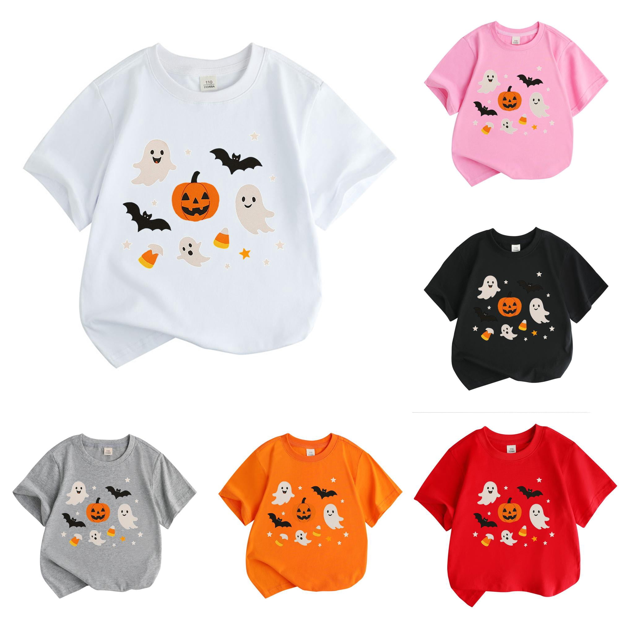 Store Sign Flashcard XAOFW Boys Halloween Shirts Short Sleeve Crew Neck Pumpkin Ghost ...