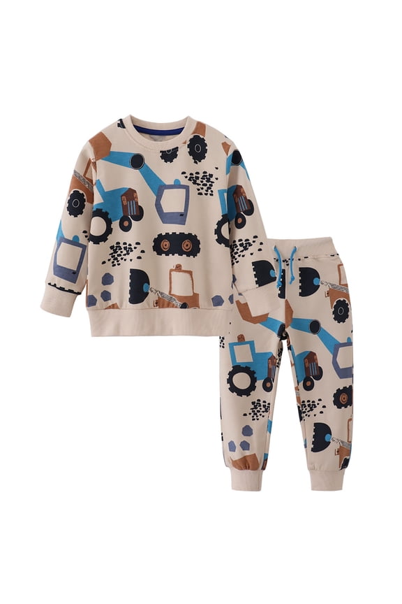 Boys Long Sleeve Graphic Hoodie And Jogger Casual Two Piece Outfit For Toddler And Youth Kids Suitable For 2 9 Years Old