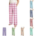 thumbnail image 1 of XAOFW Boys Plaid Pajama Pants Elastic Waist Sleepwear Trousers With Pockets Kids Fall Winter Daily Wear Comfortable Bottoms, 1 of 5