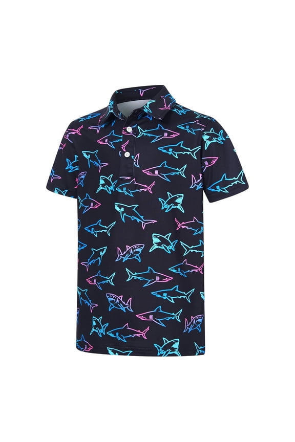 Boys Printed Short Sleeve Workout Button Down Shirt Big Youth All Over Print Athletic Performance Top Versatile Tops 11-12 Years