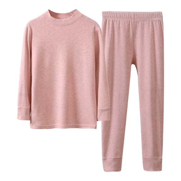 XAOFW Boys Set Thermal Underwear Long Sleeve Solid Color Top Pants Winter Base Layer Kids High Neck Warm Comfy Comfortable Leisure Daily Lounging Outfits