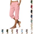 thumbnail image 1 of XAOFW Capri Pants For Women Casual Summer Straight Leg Pants With Pockets Loose Beach Trousers For Daily Wear Soft Bottoms XXXXXL, 1 of 5