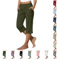 thumbnail image 1 of XAOFW Capri Pants For Women Casual Summer Straight Leg Pants With Pockets Loose Beach Trousers For Daily Wear Trendy Bottoms XXXL, 1 of 3