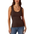 thumbnail image 1 of XAOFW Casual Low Round Neck Ribbed Casual Tank Tops For Womens Sleeveless Elastic Fitting Basic Camisoles Beach Vacation Versatile Top, 1 of 3