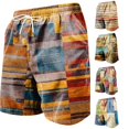 thumbnail image 1 of XAOFW Casual Printed Mens Shorts Plaid Vacation Loose Fit Beach Shorts For Men Versatile Bottoms S, 1 of 4