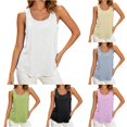 thumbnail image 1 of XAOFW Casual Slub Knit Tank Tops For Women Sleeveless Solid Color Crewneck Soft Layering Summer Basic Camisole For Everyday Wear Comfortable Top M, 1 of 5