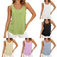 thumbnail image 1 of XAOFW Casual Slub Knit Tank Tops For Women Sleeveless Solid Color Crewneck Soft Layering Summer Basic Camisole For Everyday Wear Versatile Top M, 1 of 5