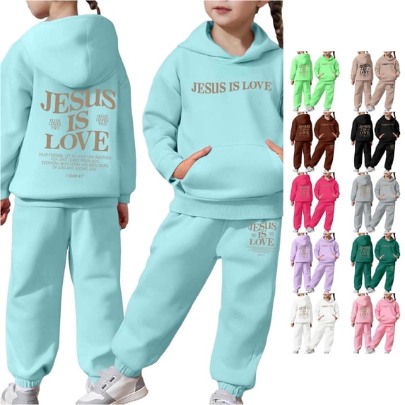 XAOFW Child Toddler Boys Girls Outfits Long Sleeve Letter Print Warm Hoodie Pullover Tops Pants Kids 2 Piece Sweatsuit Sets Comfortable Clothing Sets 10-11 Years