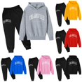 thumbnail image 1 of XAOFW Child Toddler Boys Girls Outfits Long Sleeve Letter Printed Warm Hoodie Pullover Tops Jogger Pants Kids 2 Piece Tracksuit Sets Trendy Clothes Sets 11-12 Years, 1 of 3
