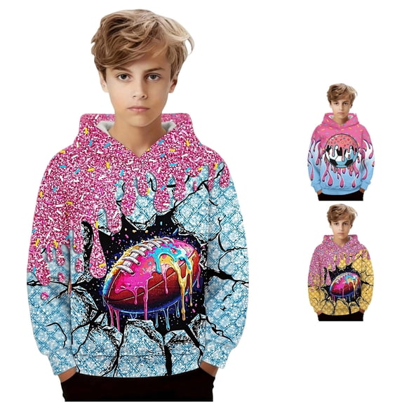 XAOFW Children Hoodies Fashion Fashion Printed Long Sleeve Hooded Sweatshirt Casual Sports Pullover Hoodies With Pocket For Boys Breathable Tops 4-5 Years