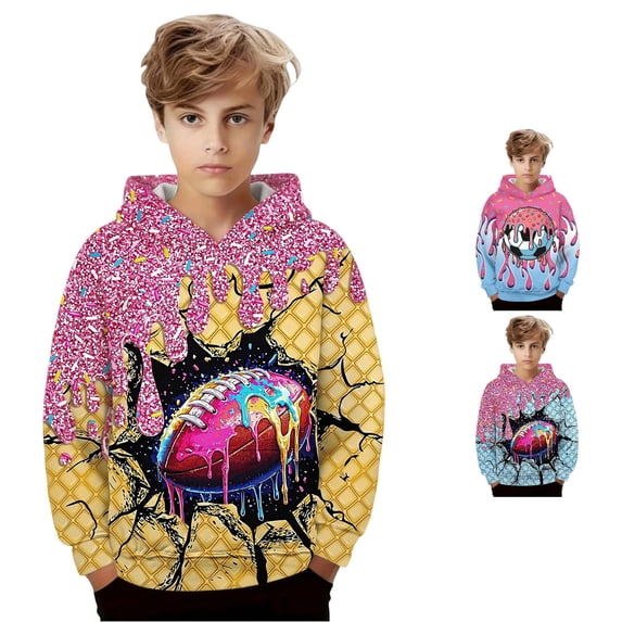 XAOFW Children Hoodies Fashion Fashion Printed Long Sleeve Hooded Sweatshirt Casual Sports Pullover Hoodies With Pocket For Boys Stylish Tops 18-24 Months
