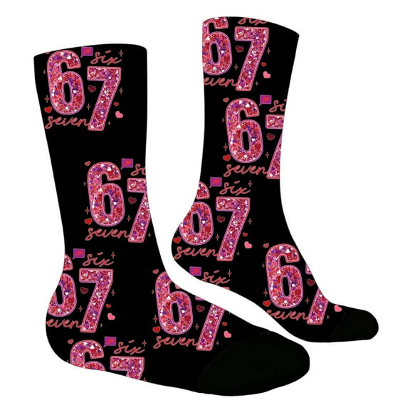 XAOFW Children Sock Valentine Heart 6 7 Number Print Blend Non Grip Ankle Boys Girls Toddler Comfortable Stylish Holiday Vacation Socks