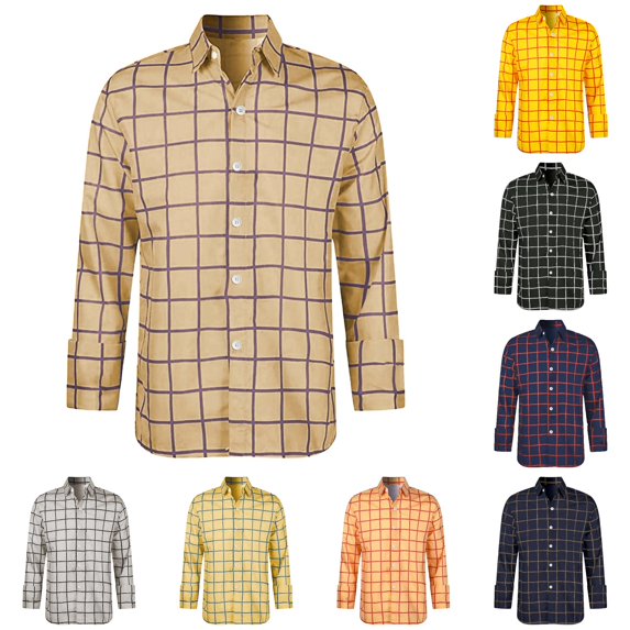 XAOFW Children's Button Down Shirts Long Sleeved Lapel Plaid Shirts Classic Loose Plus Size Casual Shirts Trendy Top 11-12 Years