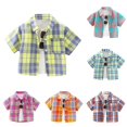 thumbnail image 1 of XAOFW Children's Button Down Shirts Fashion Summer Shirts With Collared Front Checkered Short Sleeves And Button Fastening.For Daily Wear Versatile Top 5-6 Years, 1 of 5