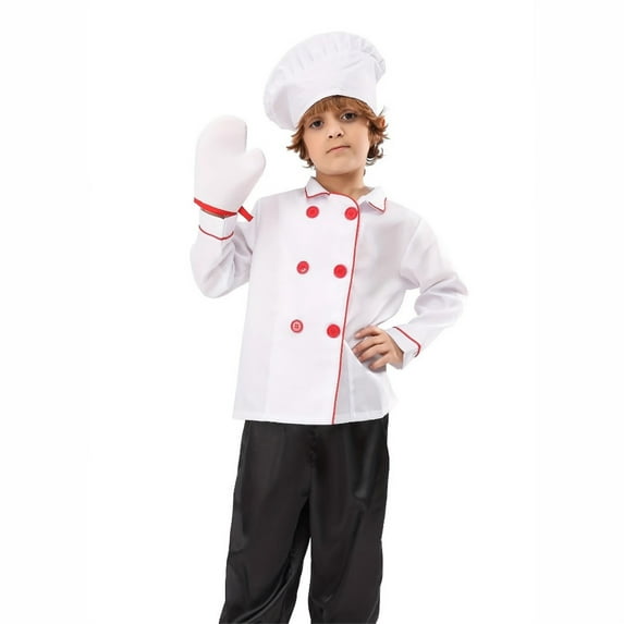XAOFW Children's Outfit Sets Long Sleeve Turndown Collar Top With Hat And Gloves 3 Piece Chef Dress Up Set Club Party Fashionable Cozy Clothing Sets