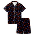 thumbnail image 1 of XAOFW Children's Outfits Sets Valentines Day Star And Heart Print Short Sleeve Lapel Top Shorts Two Piece Outfit Everyday Casual Set Holiday Vacation Breathable Trendy Clothes Sets, 1 of 5