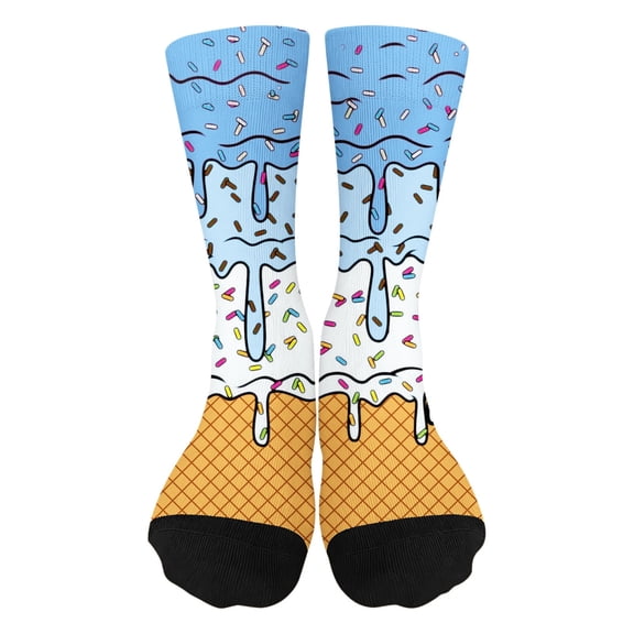 XAOFW Children's Socks Ice Cream Print Everyday Wear Casual Ankle Sock Holiday Vacation Soft Breathable Socks