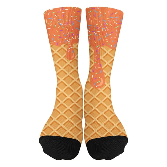 XAOFW Children's Socks Ice Cream Print Everyday Wear Fashionable Ankle Sock Outdoor Activities Cozy Trendy Socks