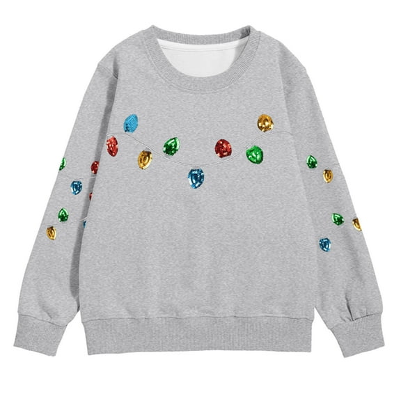 XAOFW Christmas Kids Sweatshirts Girls Pocket Winter Fuzzy Season Festive Long Sleeve O-Neck Printing Stylish Leisure Home Club Party Pullover