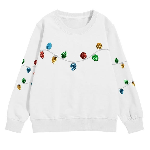 XAOFW Christmas Kids Sweatshirts Girls Pocket Winter Fuzzy Season Festive Long Sleeve O-Neck Printing Stylish Leisure Home Club Party Pullover