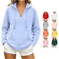 thumbnail image 1 of XAOFW Cozy Hoodies For Women Solid Color Long Sleeve Hooded Sweatshirt Lightweight Loose Fit Pullover Hoodies With Pockets Breathable Top L, 1 of 4