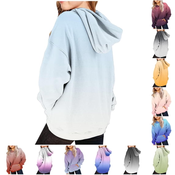 XAOFW Cute Hoodies For Girls Long Sleeve Gradient Hooded Sweatshirts Oversized Pullover Hoodies For Kids With Pocket Versatile Tops 4-5 Years