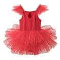 thumbnail image 1 of XAOFW Girl's Dresses Solid Color Fly Sleeve Crewneck Kids Dancewear Tutu Dress Wedding Party Soft Cozy Toddler, 1 of 2