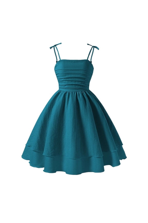 Girl's Dresses Solid Color Sleeveless Scoop Neck Bowknot Kids Spaghetti Strap Cami Dress Party Night Soft Comfortable Children