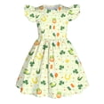 thumbnail image 1 of XAOFW Girl's Dresses St. Patrick'S Day Print Flutter Sleeve Crewneck Pleated Dress Dance Party Comfortable Stylish Sundress, 1 of 4