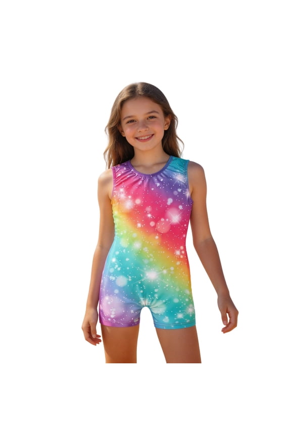 Girl's One-Piece Swimsuits Gradient Star Print Tankini Summer Sleeveless Swimwear For Toddlers Kids Swimming Training Versatile Beachwear